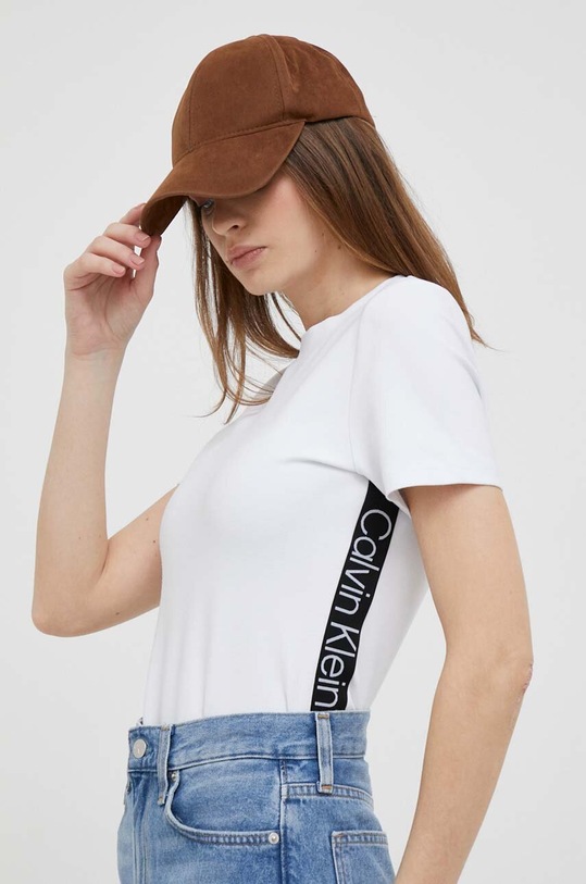 Calvin Klein Jeans t-shirt z elastanem biały J20J221414