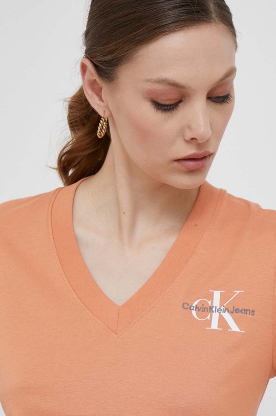 Calvin Klein Jeans t-shirt bawełniany pomarańczowy J20J221429