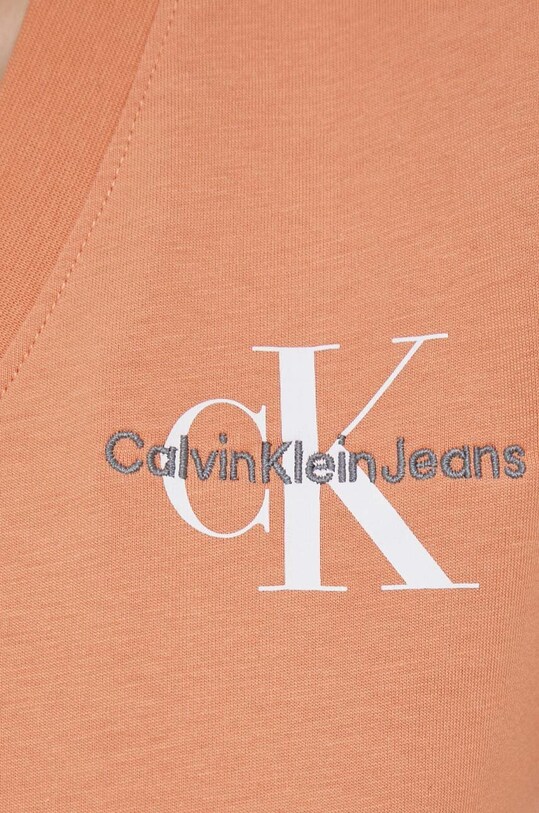 Bombažna kratka majica Calvin Klein Jeans J20J221429 oranžna