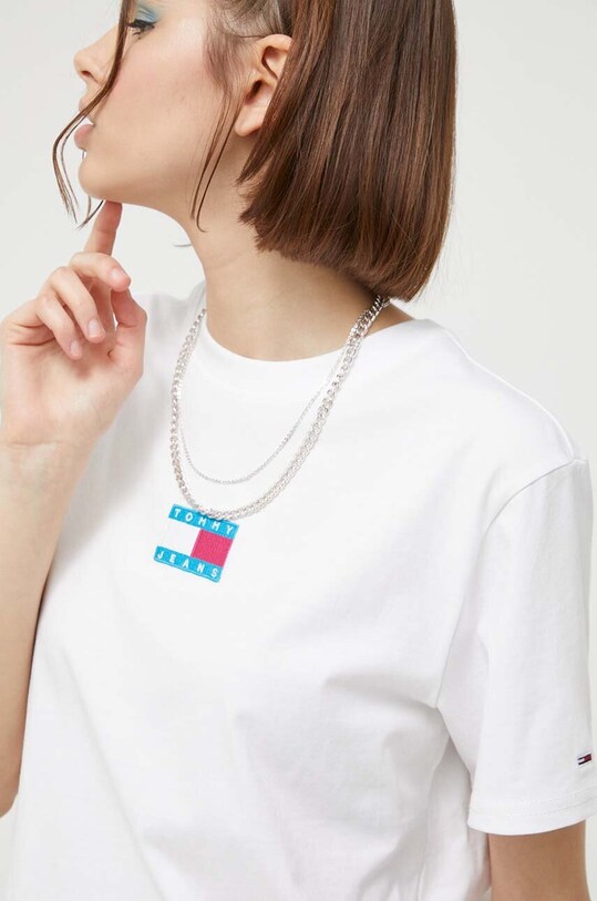 Tommy Jeans t-shirt bawełniany biały DW0DW16144