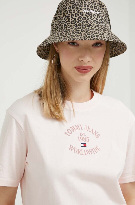 Bombažna kratka majica Tommy Jeans roza DW0DW16147