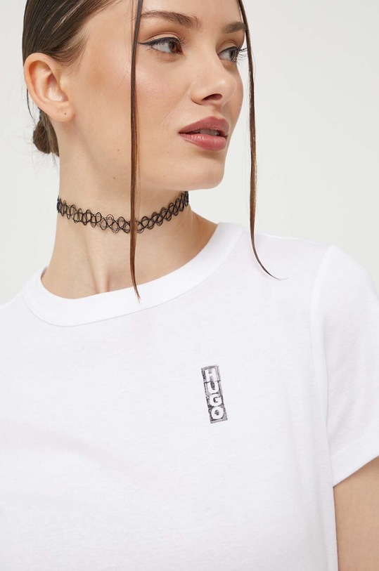 HUGO t-shirt bawełniany bawełna biały 50495095