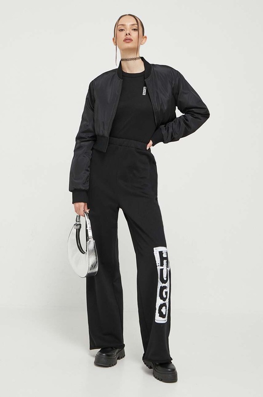 HUGO t-shirt bawełniany 50495095 czarny AW23