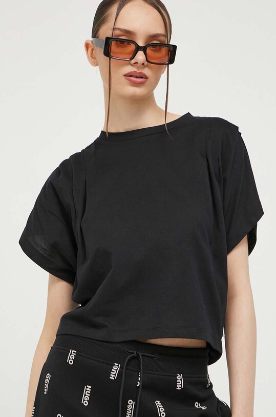 HUGO t-shirt bawełniany bawełna czarny 50498119