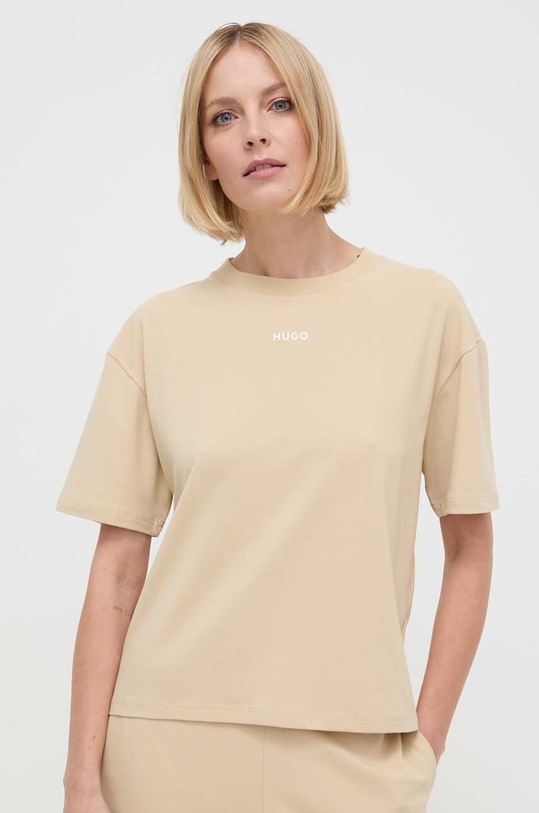 HUGO t-shirt lounge z elastanem beżowy 50490593