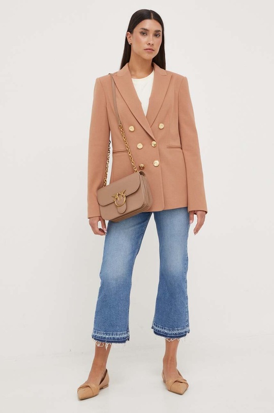 Pinko t-shirt bawełniany 100355.A13K beżowy AW23