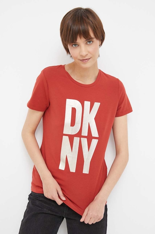 Dkny t-shirt z elastanem czerwony P3EHFDNA