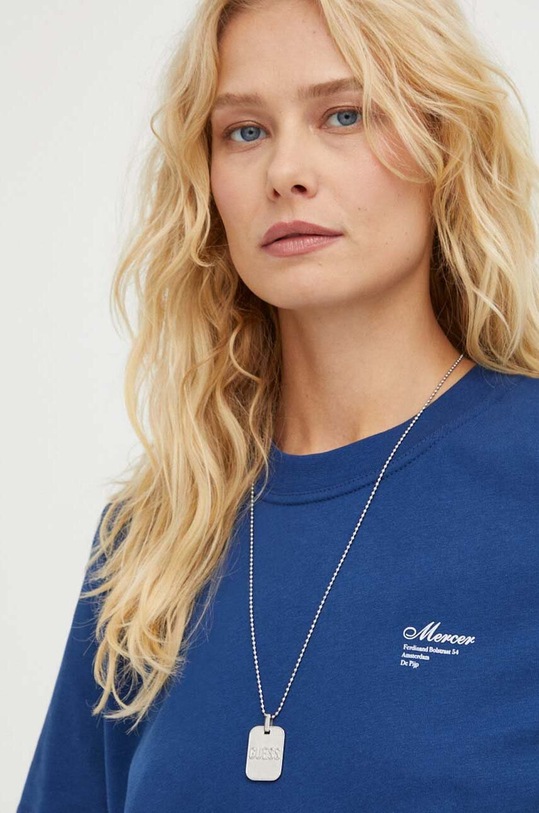 The Mercer Brand tricou din bumbac print albastru MEAP233007