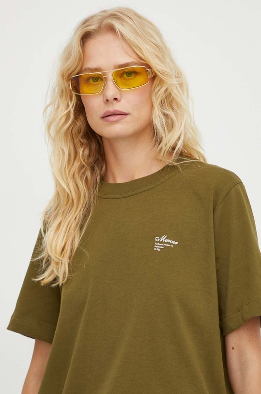 The Mercer Brand tricou din bumbac print verde MEAP233007
