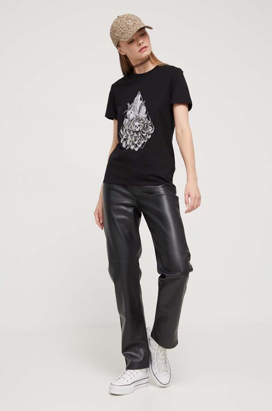 Βαμβακερό μπλουζάκι Volcom B3532312.BLK μαύρο AW23