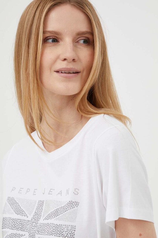 Pepe Jeans t-shirt bawełniany biały PL505574.800