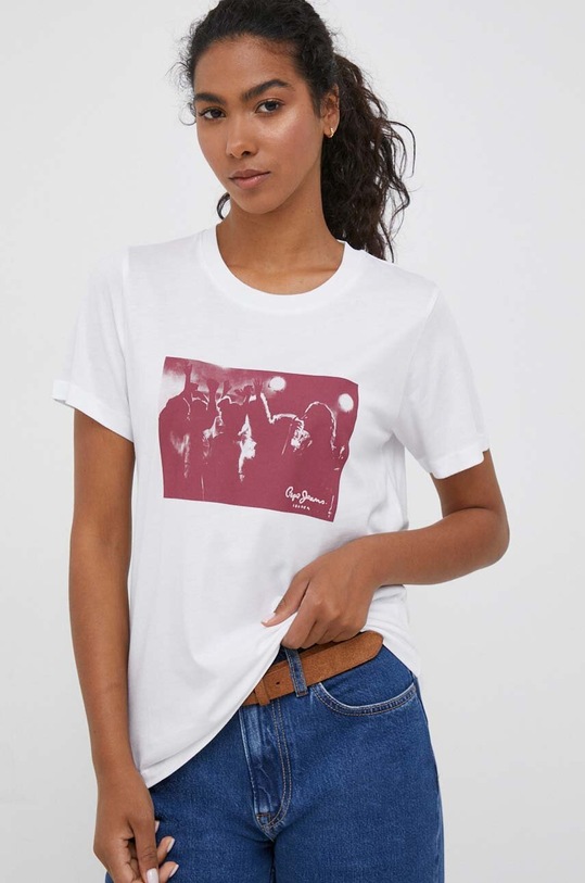 Pepe Jeans t-shirt wzorzyste biały PL505590.800
