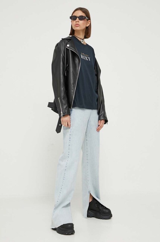 Roxy t-shirt bawełniany ERJZT05566 czarny AW23
