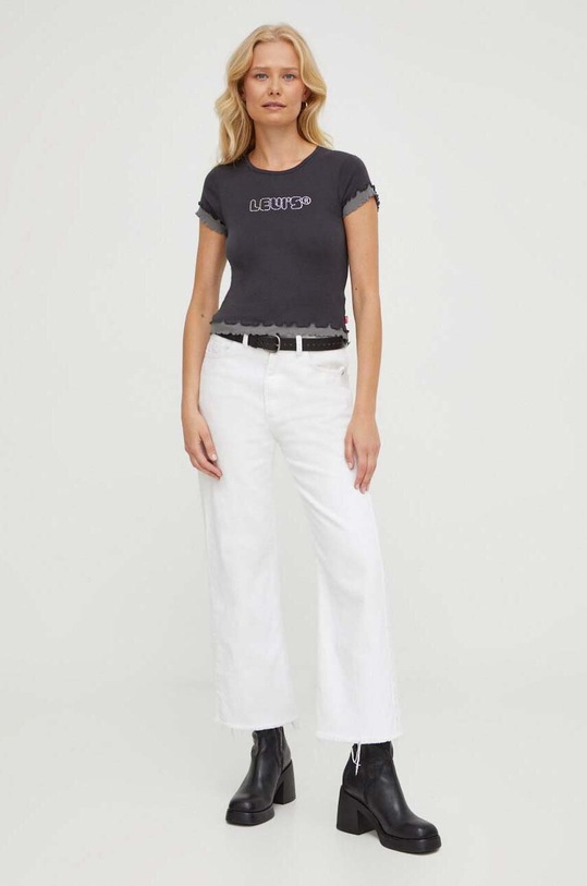 Βαμβακερό μπλουζάκι Levi's A6094.0001 γκρί AW23