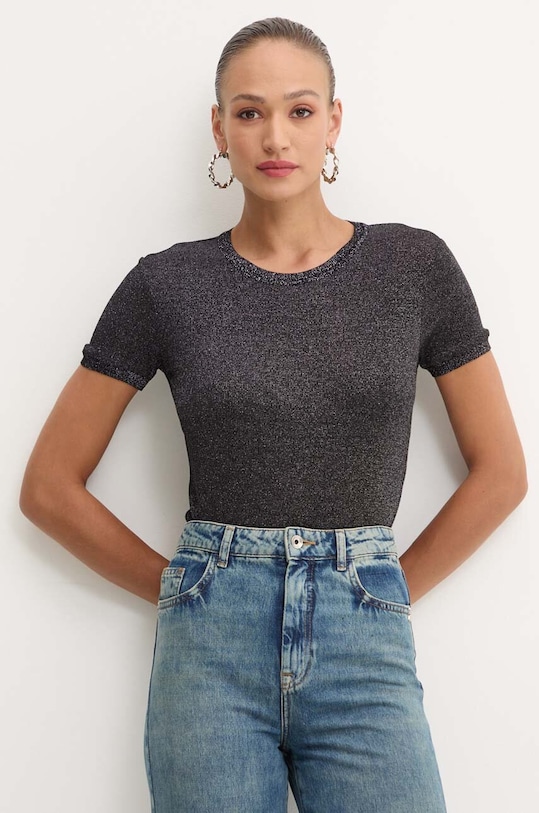 Patrizia Pepe t-shirt z elastanem czarny 8K0159.K128