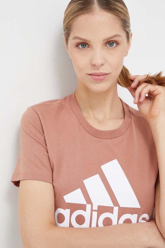 Bavlnené tričko adidas potlač oranžová IM2786