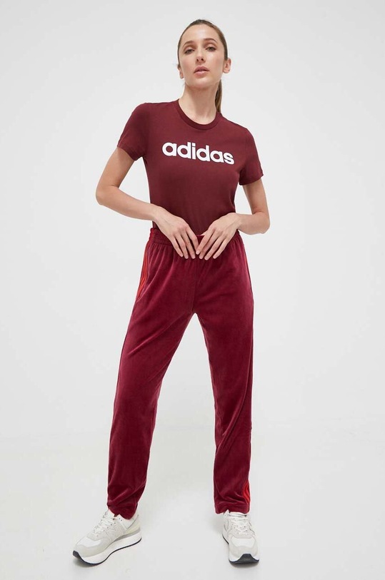 Хлопковая футболка adidas IM2829 бордо AW23