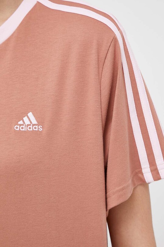 Хлопковая футболка adidas IM2871 коричневый