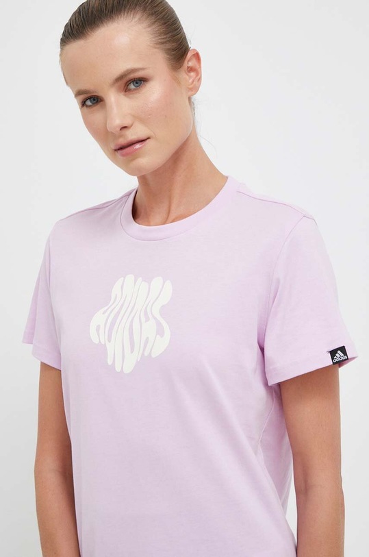 Хлопковая футболка adidas хлопок розовый IM4263