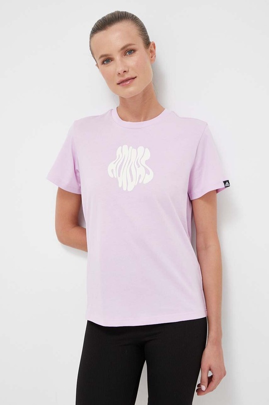 Хлопковая футболка adidas розовый IM4263