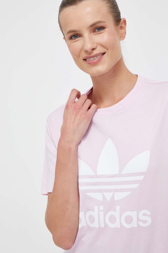 Βαμβακερό μπλουζάκι adidas Originals IK4039 ροζ AW23