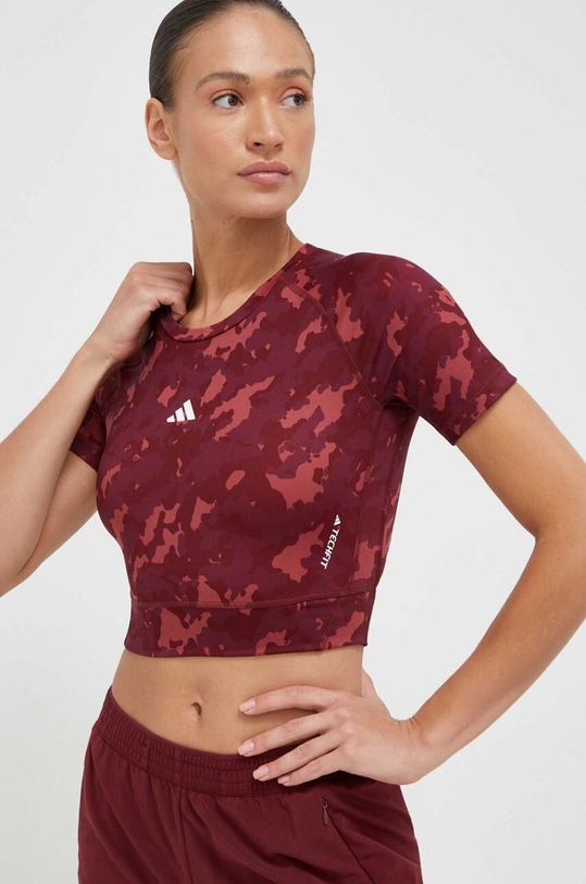 Odzież adidas Performance t-shirt treningowy Techfit IL1072 bordowy