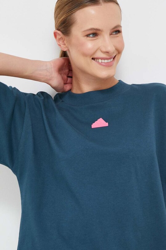 adidas t-shirt bawełniany bawełna turkusowy IL3063