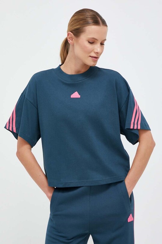 adidas t-shirt bawełniany turkusowy IL3063