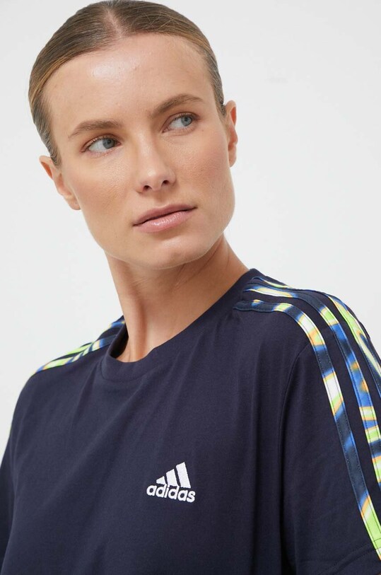 adidas t-shirt bawełniany granatowy IL5868