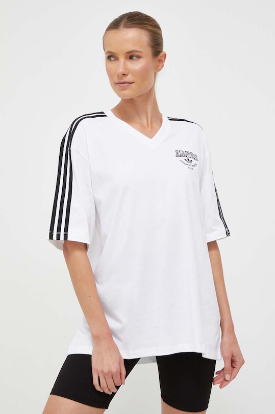Βαμβακερό μπλουζάκι adidas Originals απλικέ λευκό II5610