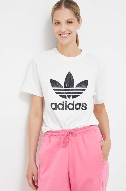 Βαμβακερό μπλουζάκι adidas Originals μπεζ IJ7781