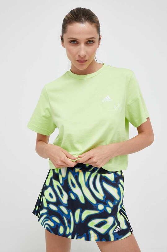 adidas t-shirt bawełniany zielony IJ8741