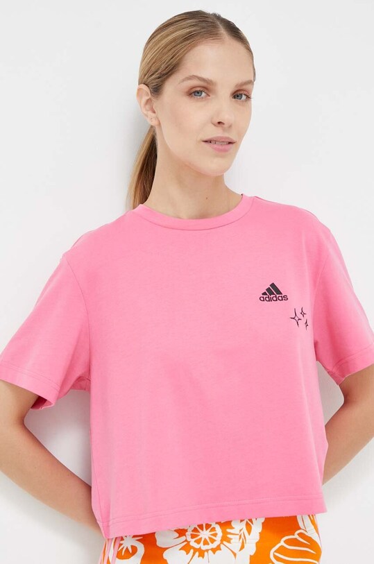 Бавовняна футболка adidas relaxed рожевий IJ8742