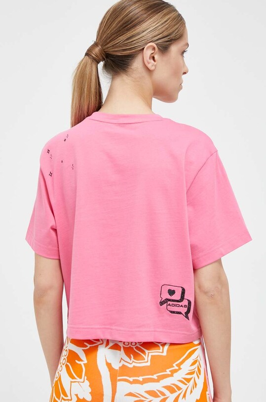 Odzież adidas t-shirt bawełniany IJ8742 różowy
