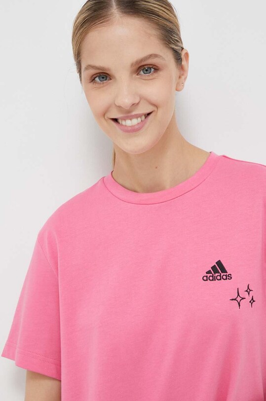 Бавовняна футболка adidas рожевий IJ8742