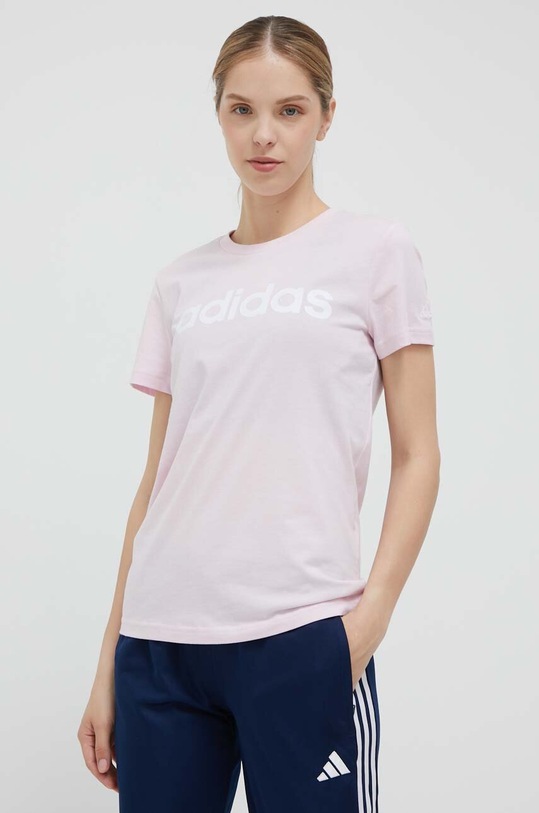 adidas t-shirt bawełniany nadruk różowy GL0771