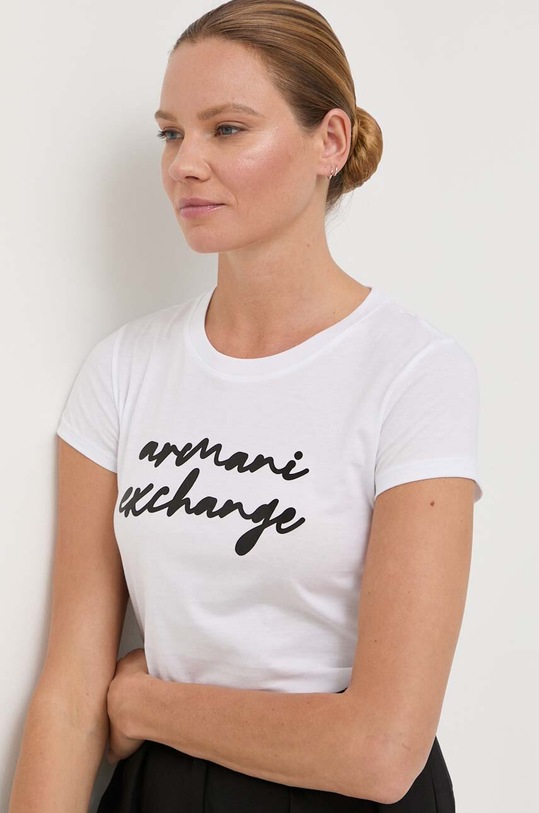 Odzież Armani Exchange t-shirt bawełniany 6RYT04.YJ16Z biały