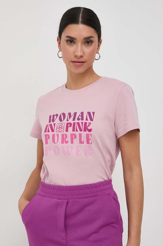 Odzież Marella t-shirt bawełniany 2339760437200 różowy