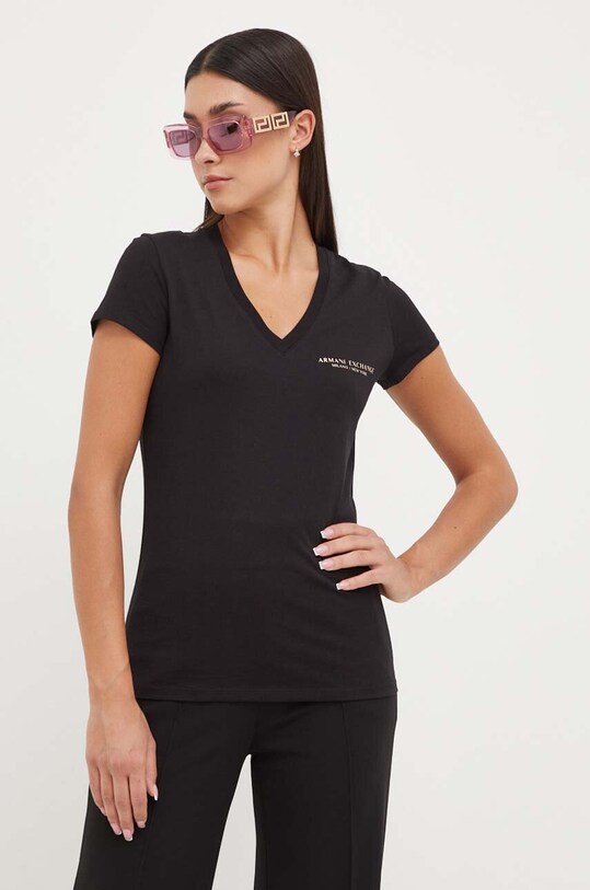 Armani Exchange tricou din bumbac negru 8NYT81.YJG3Z