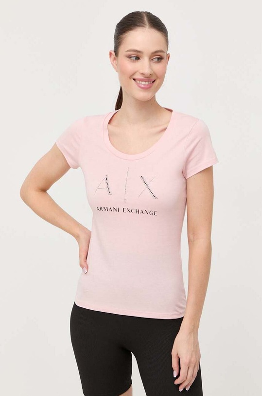 Armani Exchange tricou din bumbac roz 8NYT83.YJ16Z
