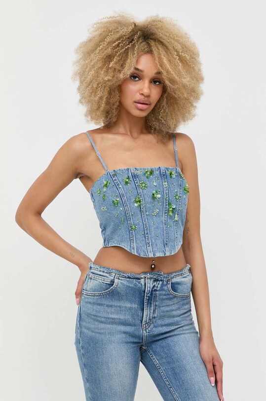 Miss Sixty top jeansowy casual niebieski 6T2XJ1850000