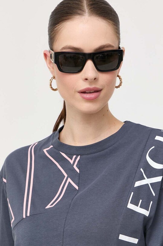 Armani Exchange t-shirt bawełniany granatowy 6RYT34.YJDGZ