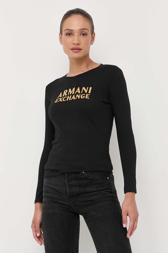 Armani Exchange longsleeve bawełniany 6RYT56.YJ8QZ czarny AW23