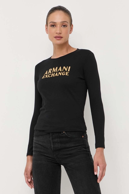 Armani Exchange longsleeve din bumbac 6RYT56.YJ8QZ negru AW23