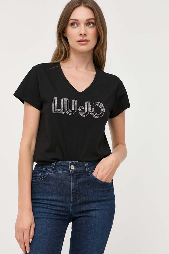 Liu Jo t-shirt bawełniany czarny TF3297.J6040