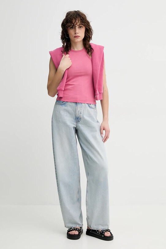 Samsoe Samsoe top din bumbac F23300037 roz SS25