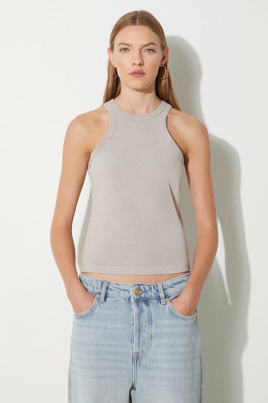 Samsoe Samsoe top din bumbac uni bej F23300037