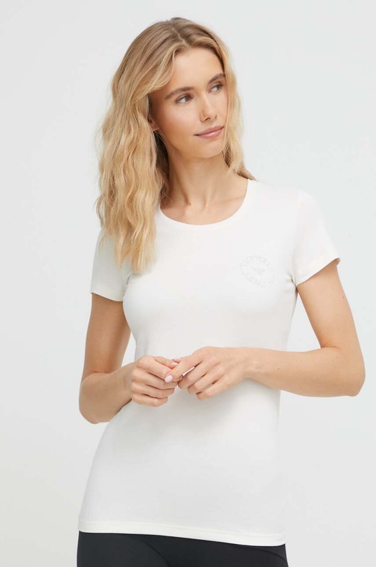 Emporio Armani Underwear t-shirt lounge aplikacja beżowy 163139.3F223