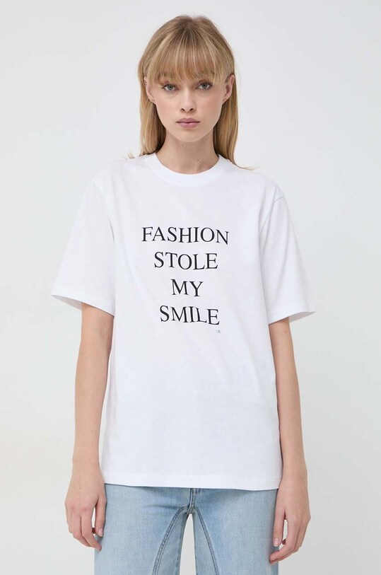 Victoria Beckham t-shirt bawełniany nadruk biały 1322JTS004130A