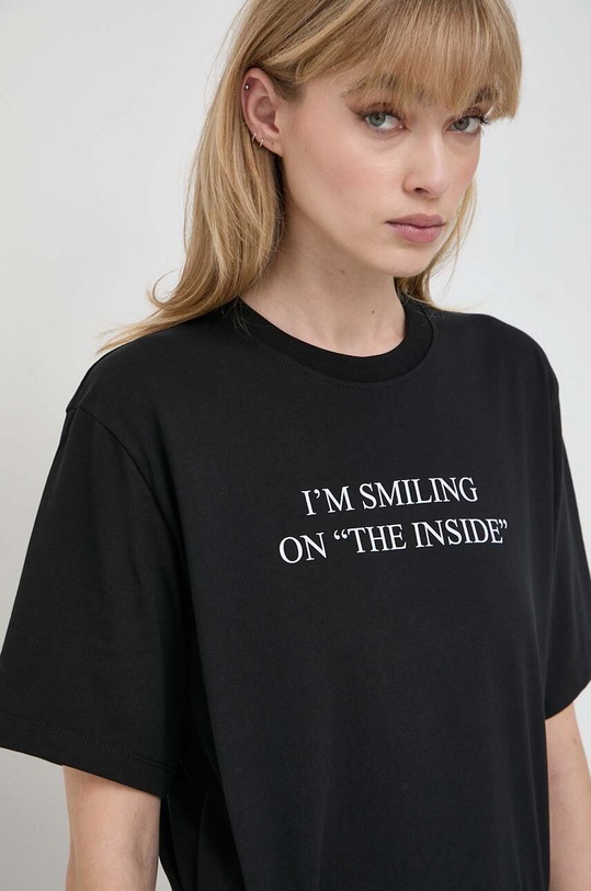 Victoria Beckham t-shirt bawełniany nadruk czarny 1323JTS004932A